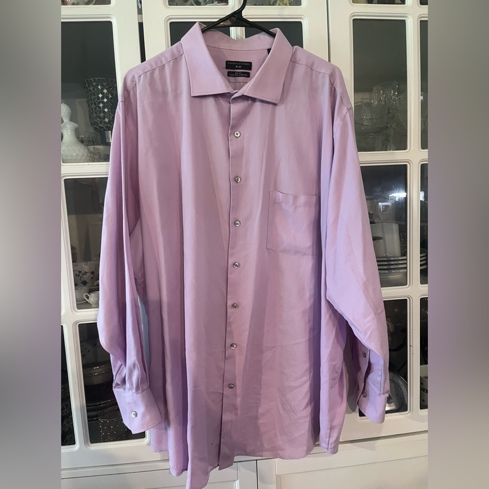 Shaquille O'Neal 3XL Big Fit LS Dress Shirt Lilac Purple 19 34/35 3XL Easter